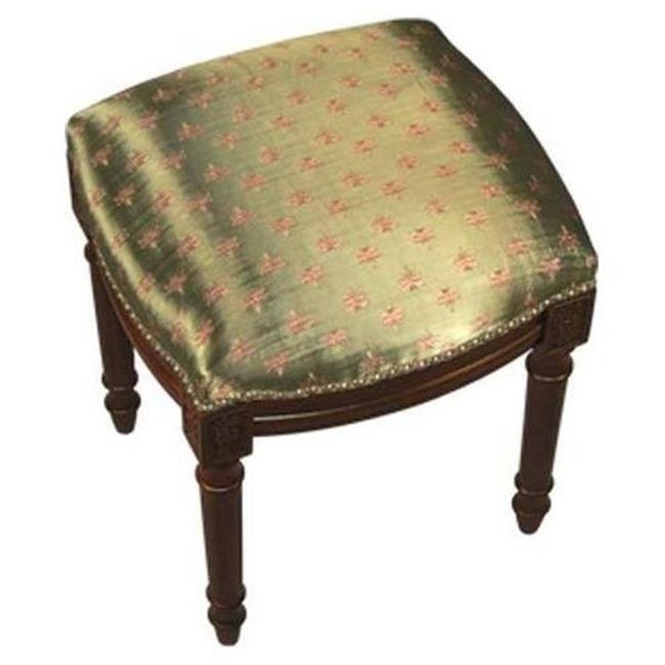 123 Creations 123 Creations C692FS Dragonfly-Green Fabric Upholstered Stool C692FS